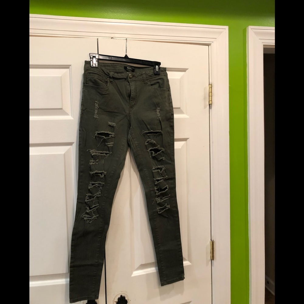 Girls skinny distressed jeans